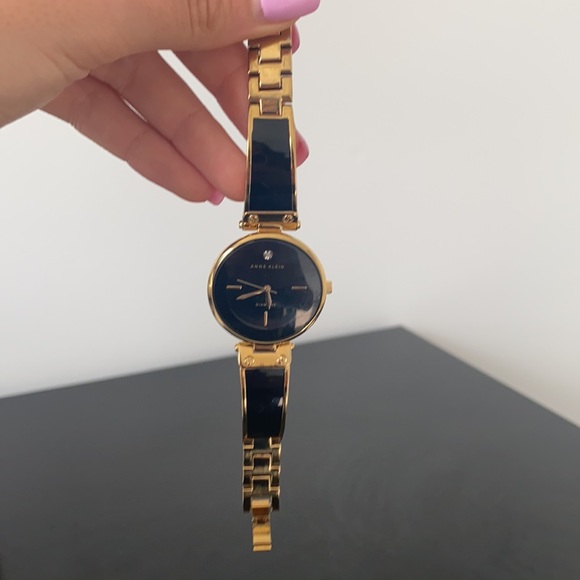 Anne Klein Women's Black and Gold Diamond Dial Bangle Watch - Picture 8 of 9